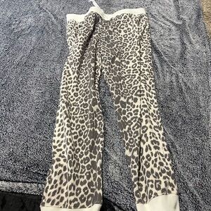 White and Gray Track Pants with Elastic Waistband